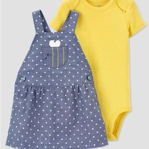 Bee Chambray Top & Bottom Set - Just One You made by carter's Blue/Yellow -9M